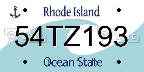 54TZ193 Rhode Island License Plate