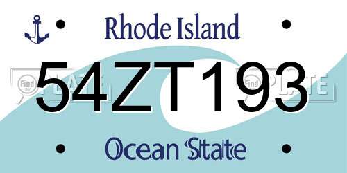 54ZT193 Rhode Island License Plate