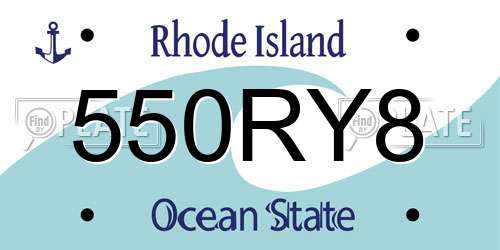 550RY8 Rhode Island License Plate