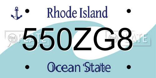 550ZG8 Rhode Island License Plate