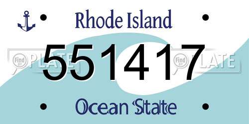 551417 Rhode Island License Plate