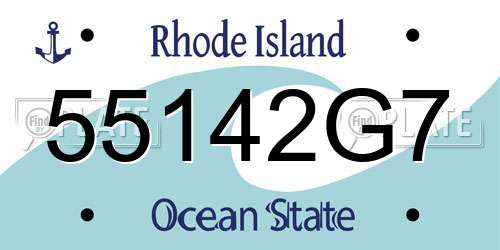 55142G7 Rhode Island License Plate