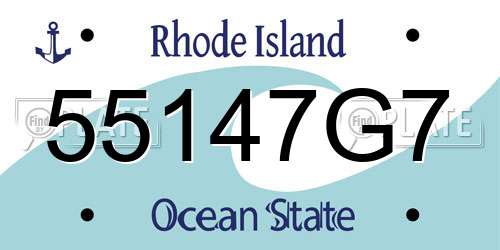 55147G7 Rhode Island License Plate