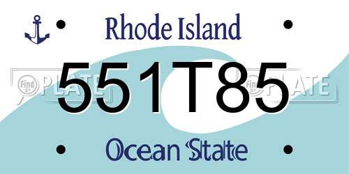 551T85 Rhode Island License Plate