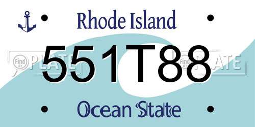 551T88 Rhode Island License Plate