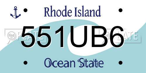 551UB6 Rhode Island License Plate