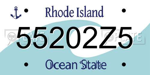 55202Z5 Rhode Island License Plate