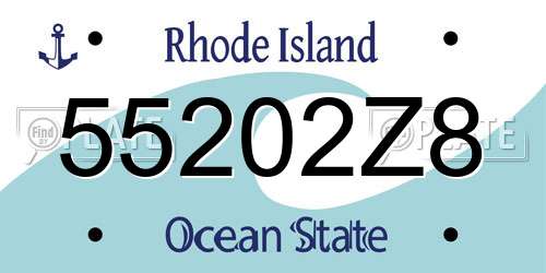 55202Z8 Rhode Island License Plate
