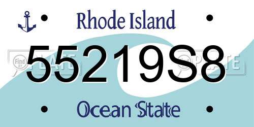 55219S8 Rhode Island License Plate