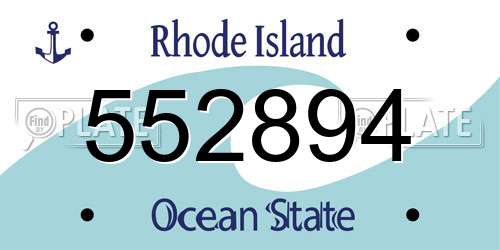 552894 Rhode Island License Plate