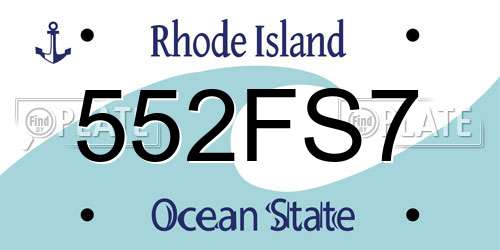552FS7 Rhode Island License Plate
