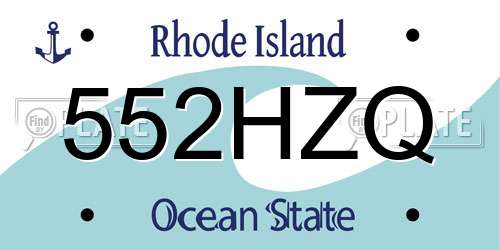 552HZQ Rhode Island License Plate
