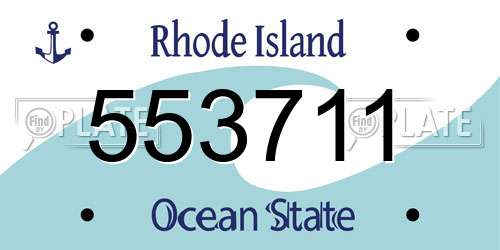 553711 Rhode Island License Plate