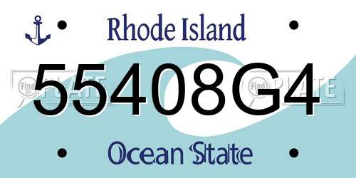 55408G4 Rhode Island License Plate