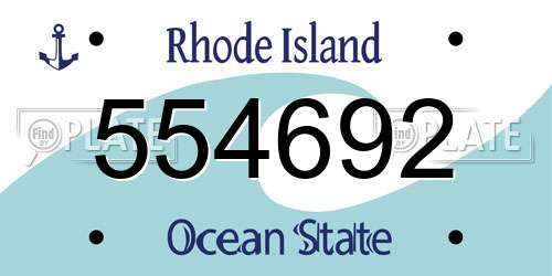 554692 Rhode Island License Plate