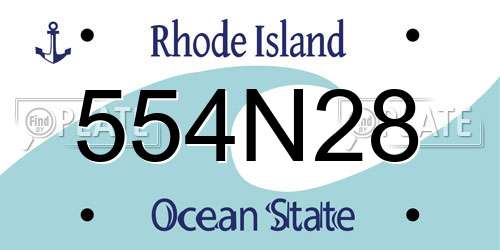 554N28 Rhode Island License Plate