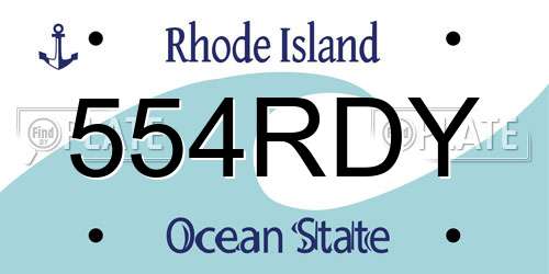 554RDY Rhode Island License Plate
