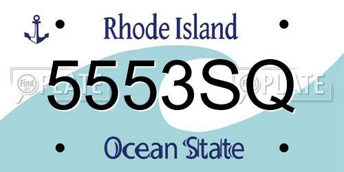 5553SQ Rhode Island License Plate
