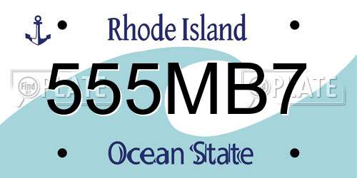 555MB7 Rhode Island License Plate