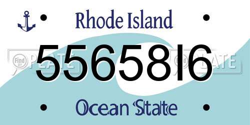 55658I6 Rhode Island License Plate