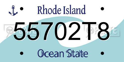 55702T8 Rhode Island License Plate