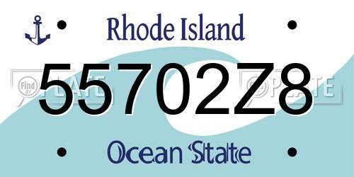 55702Z8 Rhode Island License Plate