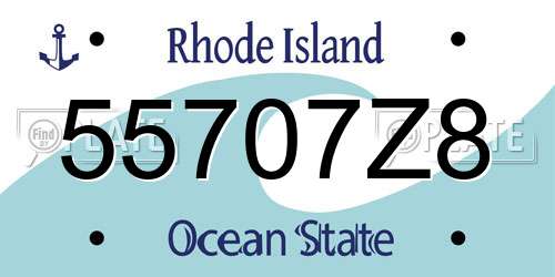 55707Z8 Rhode Island License Plate