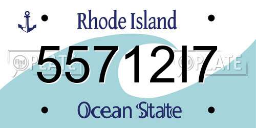 55712I7 Rhode Island License Plate