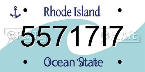 55717I7 Rhode Island License Plate