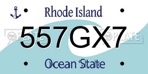 557GX7 Rhode Island License Plate