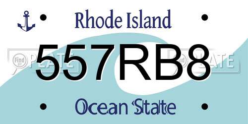 557RB8 Rhode Island License Plate