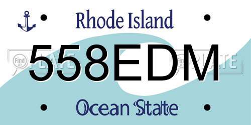 558EDM Rhode Island License Plate