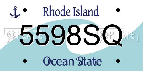 5598SQ Rhode Island License Plate