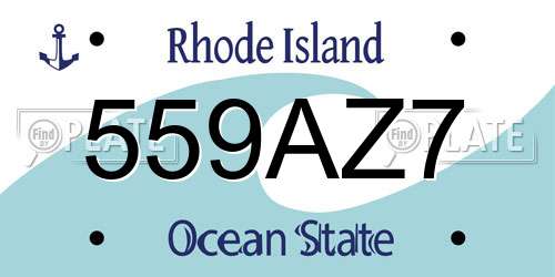 559AZ7 Rhode Island License Plate