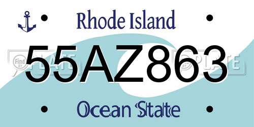 55AZ863 Rhode Island License Plate