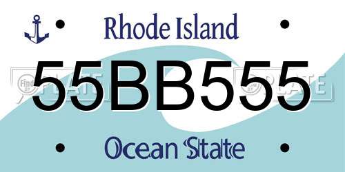 55BB555 Rhode Island License Plate