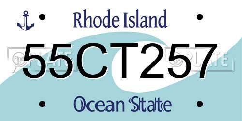 55CT257 Rhode Island License Plate