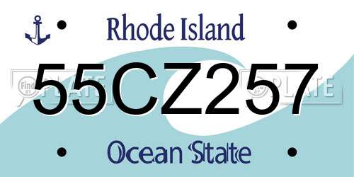 55CZ257 Rhode Island License Plate