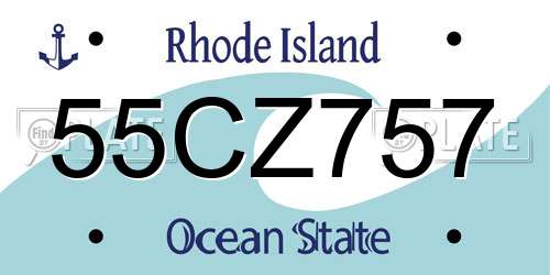 55CZ757 Rhode Island License Plate