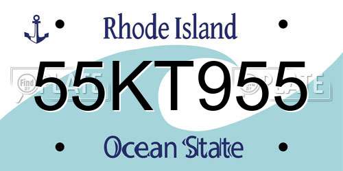 55KT955 Rhode Island License Plate