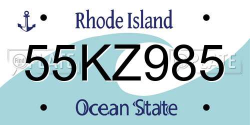 55KZ985 Rhode Island License Plate
