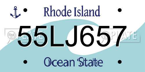 55LJ657 Rhode Island License Plate