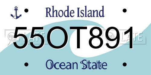55OT891 Rhode Island License Plate