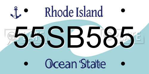 55SB585 Rhode Island License Plate