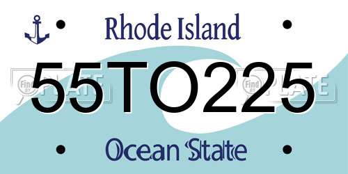 55TO225 Rhode Island License Plate