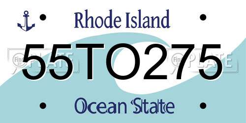 55TO275 Rhode Island License Plate