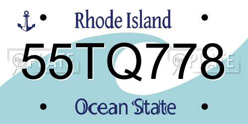 55TQ778 Rhode Island License Plate