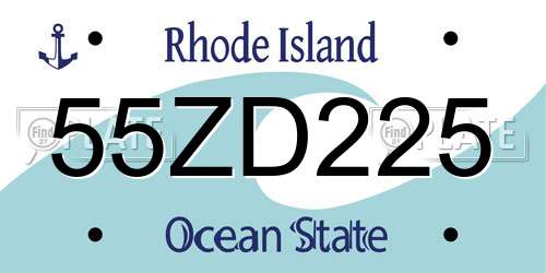 55ZD225 Rhode Island License Plate