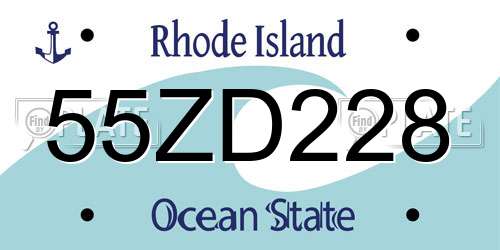 55ZD228 Rhode Island License Plate