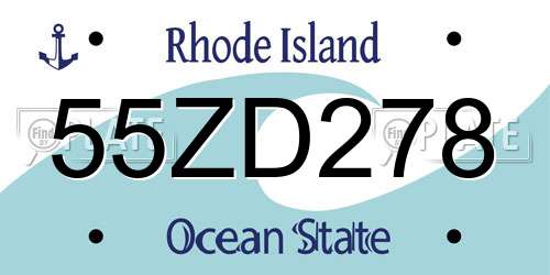 55ZD278 Rhode Island License Plate